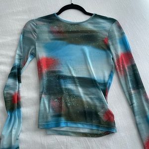 COPY - Miaou Long Sleeve Tee in Motion Blue